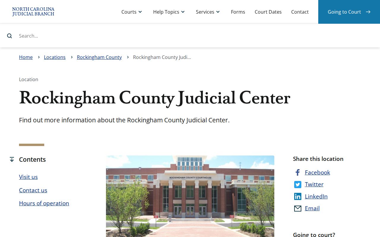 Rockingham County criminal records Judicial Center contact page