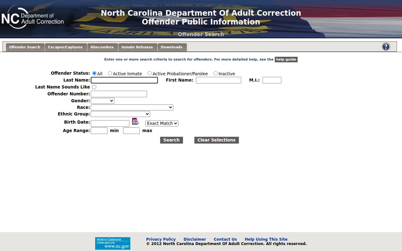 Rockingham County criminal history NCDAC offender search